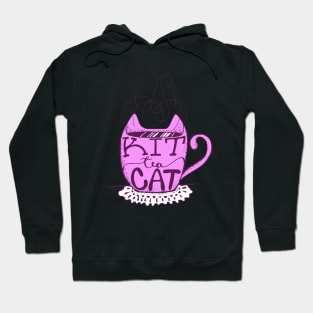 Kitty Cat - Tea Lover Lettering Art - Visual Pun - Mug - Neon Pink Hoodie